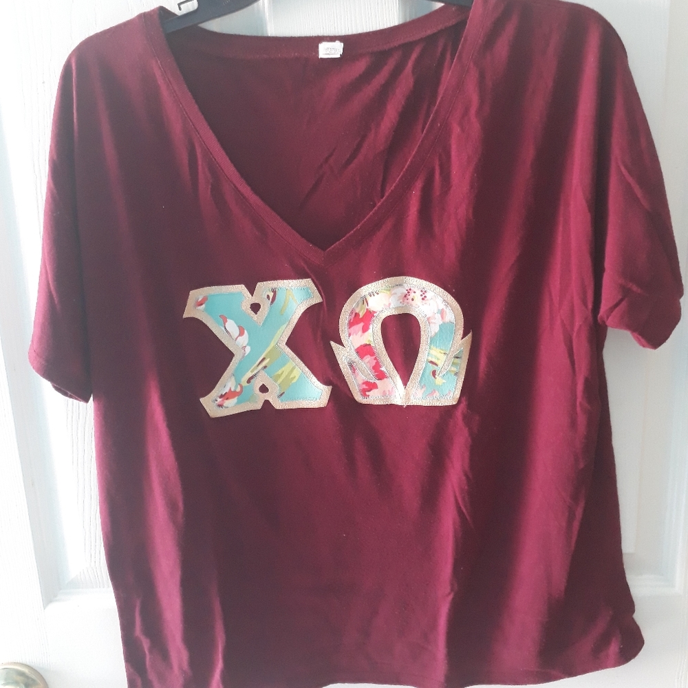 Chi Omega jersey short sleeve v-neck tee